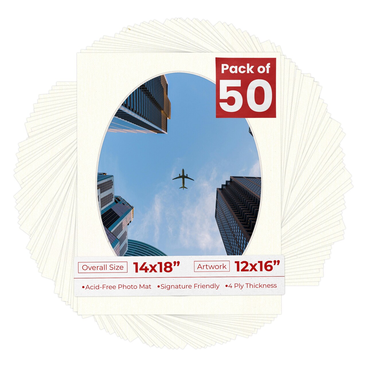 Beige Canvas Mat Board for 14x18 Frames - Oval Opening for 12x16 Photos